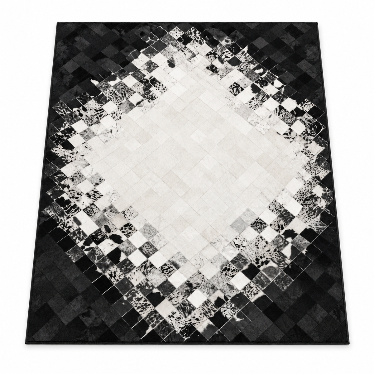 Diamond Patchwork Rug — diamond patchwork rug in charcoal and ivory | Belmont & Kensing