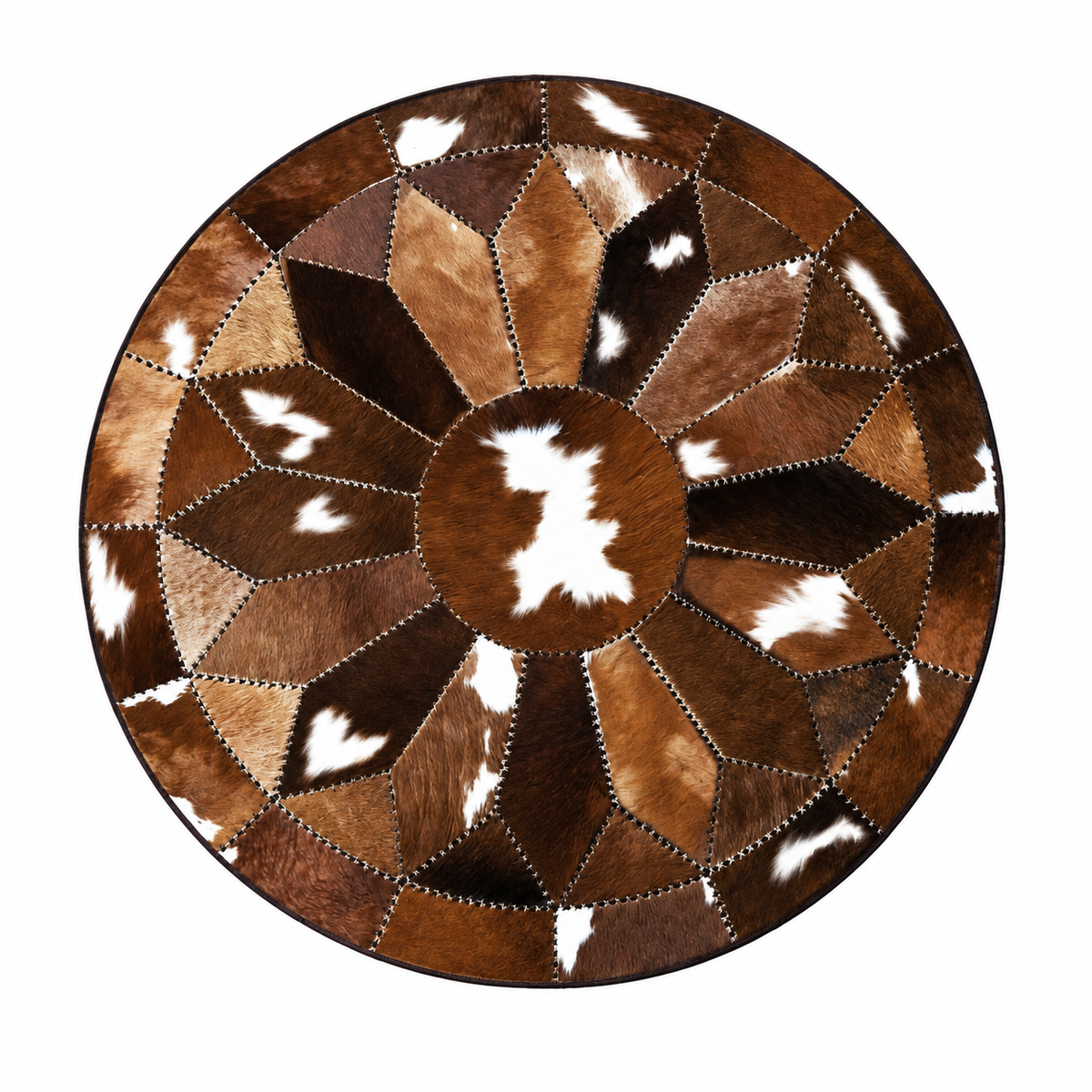 Petal Round Rug — round petal-pattern rug in chestnut | Belmont & Kensing