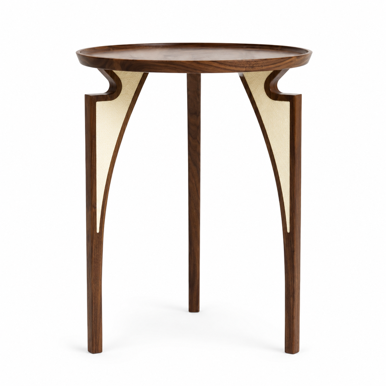 Otto side table in a warm brown finish with an inset metallic-toned detail