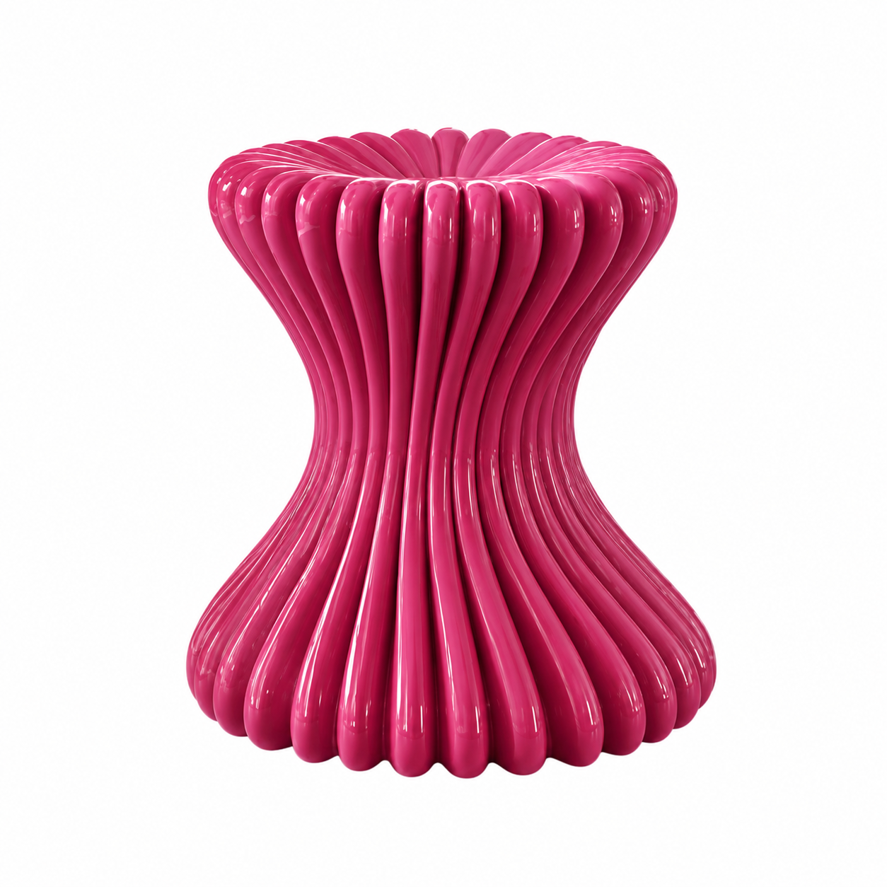 Colonna Fluted Hourglass Stool – Magenta