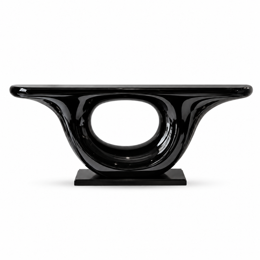 Bordeaux Trumpet Console Table — trumpet-base console table, alternate view | Belmont & Kensing