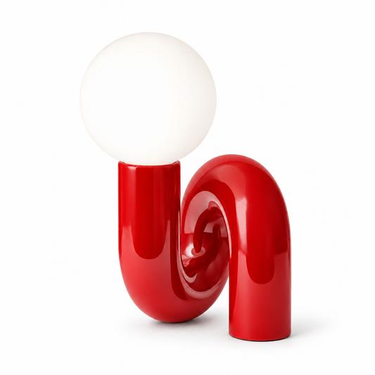 Serpente Curved Lamp — curved sculptural table lamp, front view | Belmont & Kensing