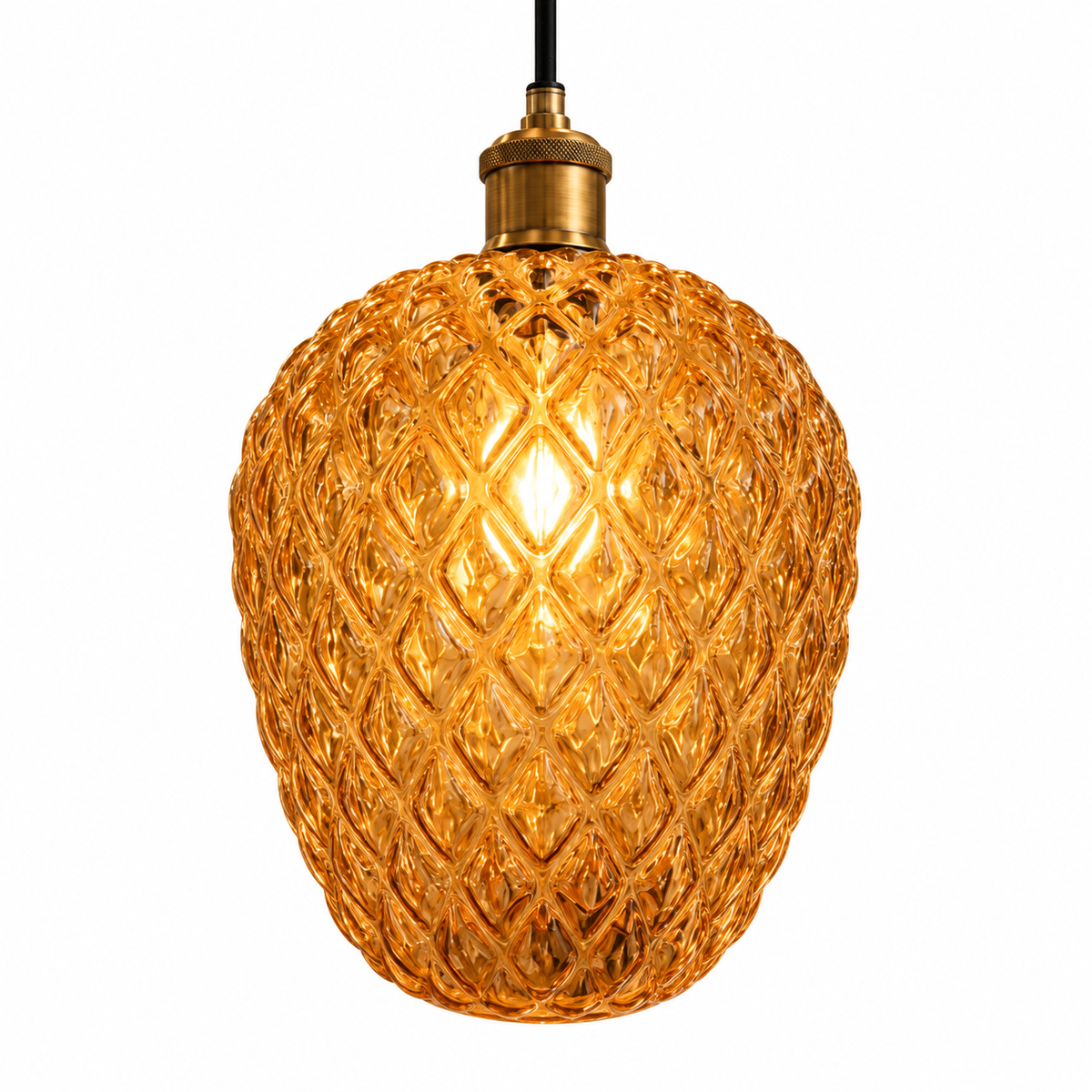 Pembroke Quilted Glass Pendant — quilted glass pendant light in amber | Belmont & Kensing