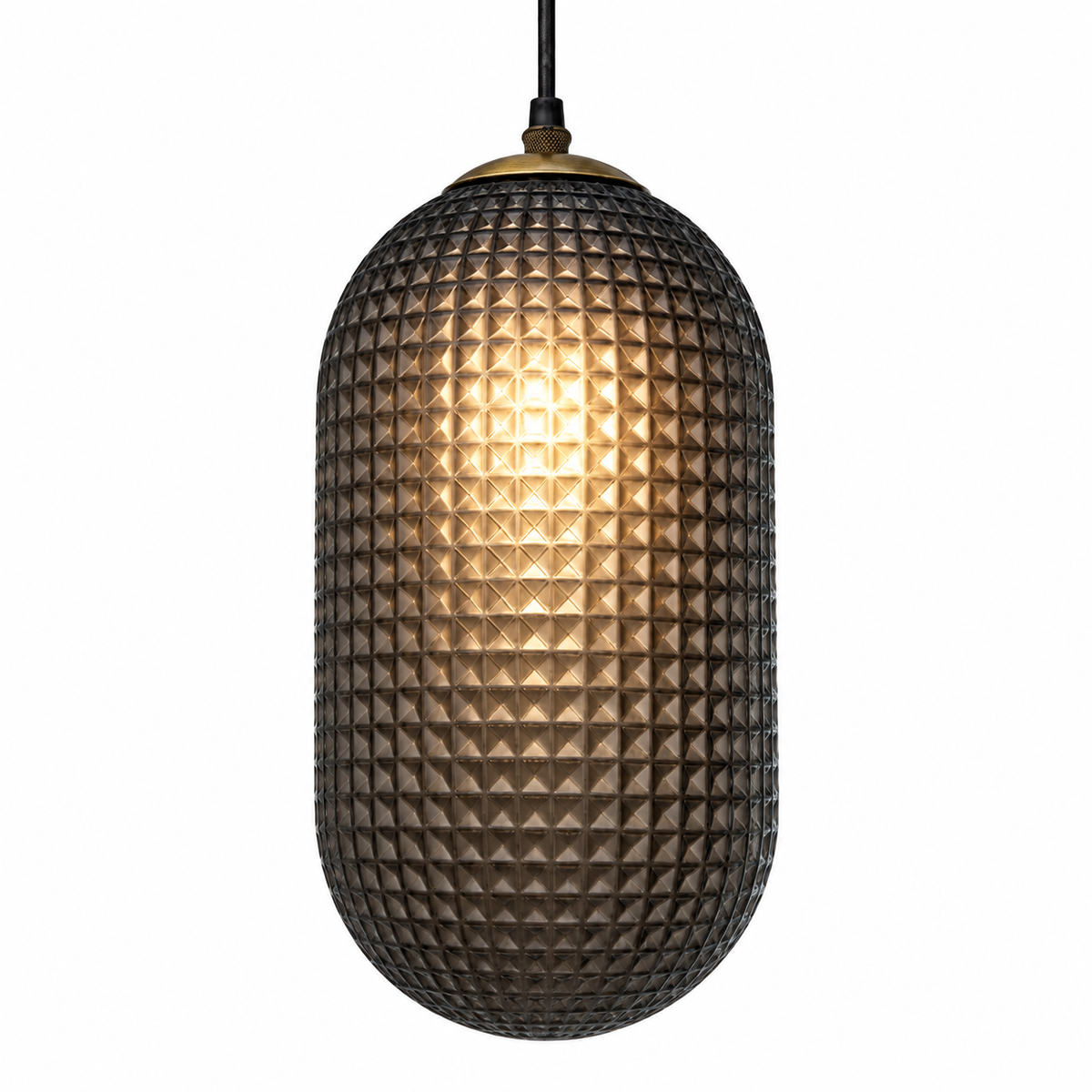 Thornby Quilted Glass Pendant — quilted glass pendant light in charcoal | Belmont & Kensing