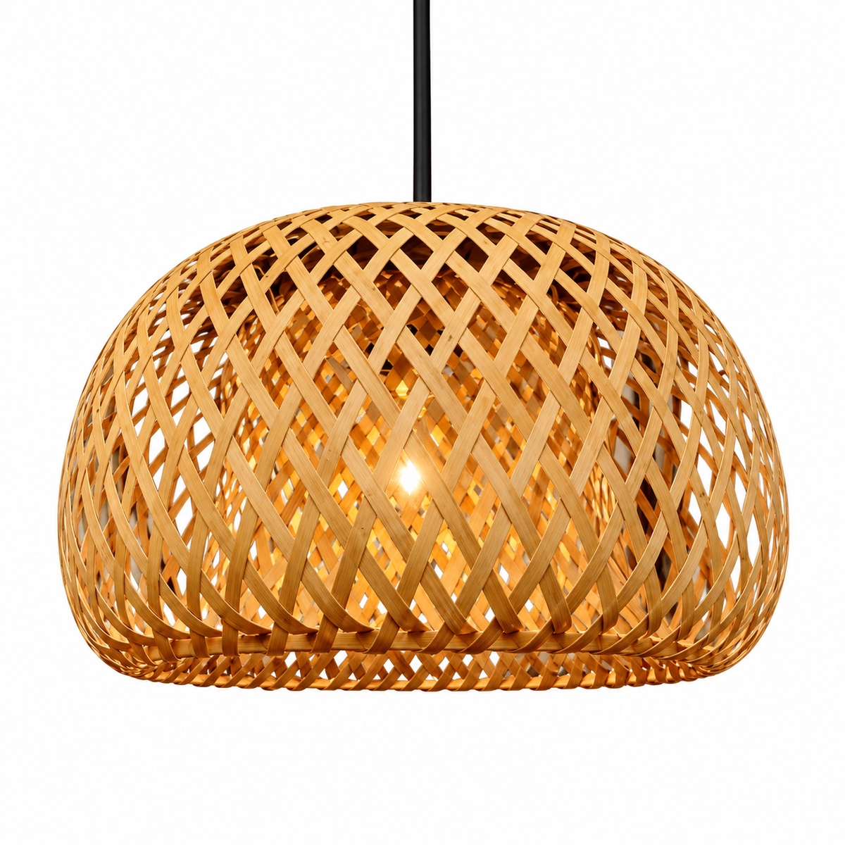 Bramley Woven Rattan Dome Pendant — woven rattan dome pendant light in natural | Belmont & Kensing