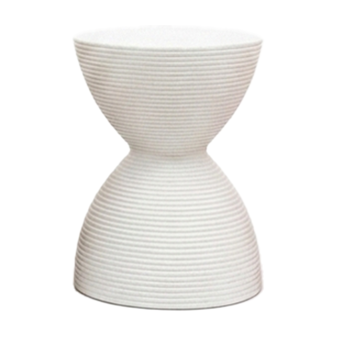 Ribbed Hourglass Side Table – White