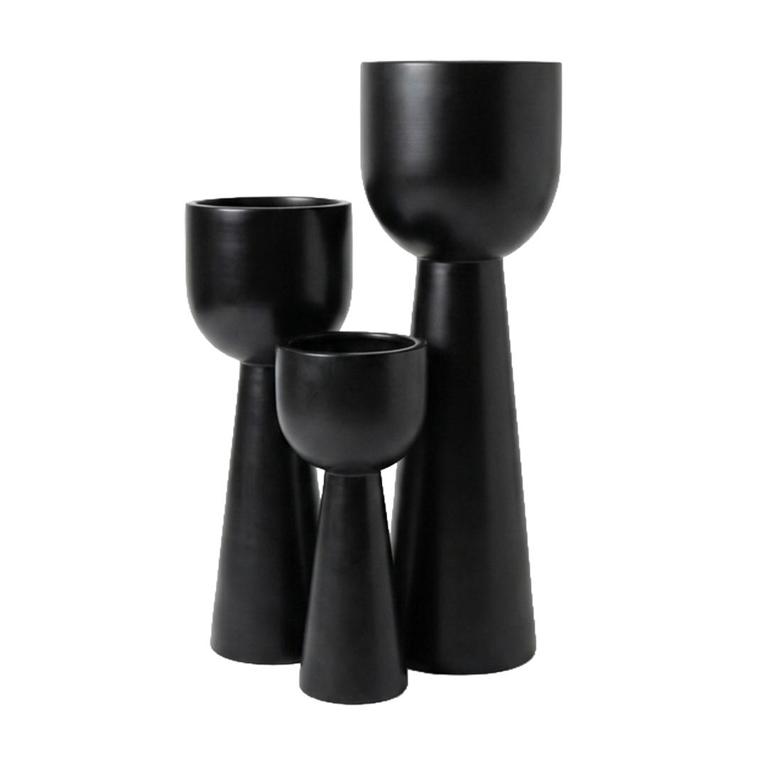 Sculptural Candle Trio – Matte Black