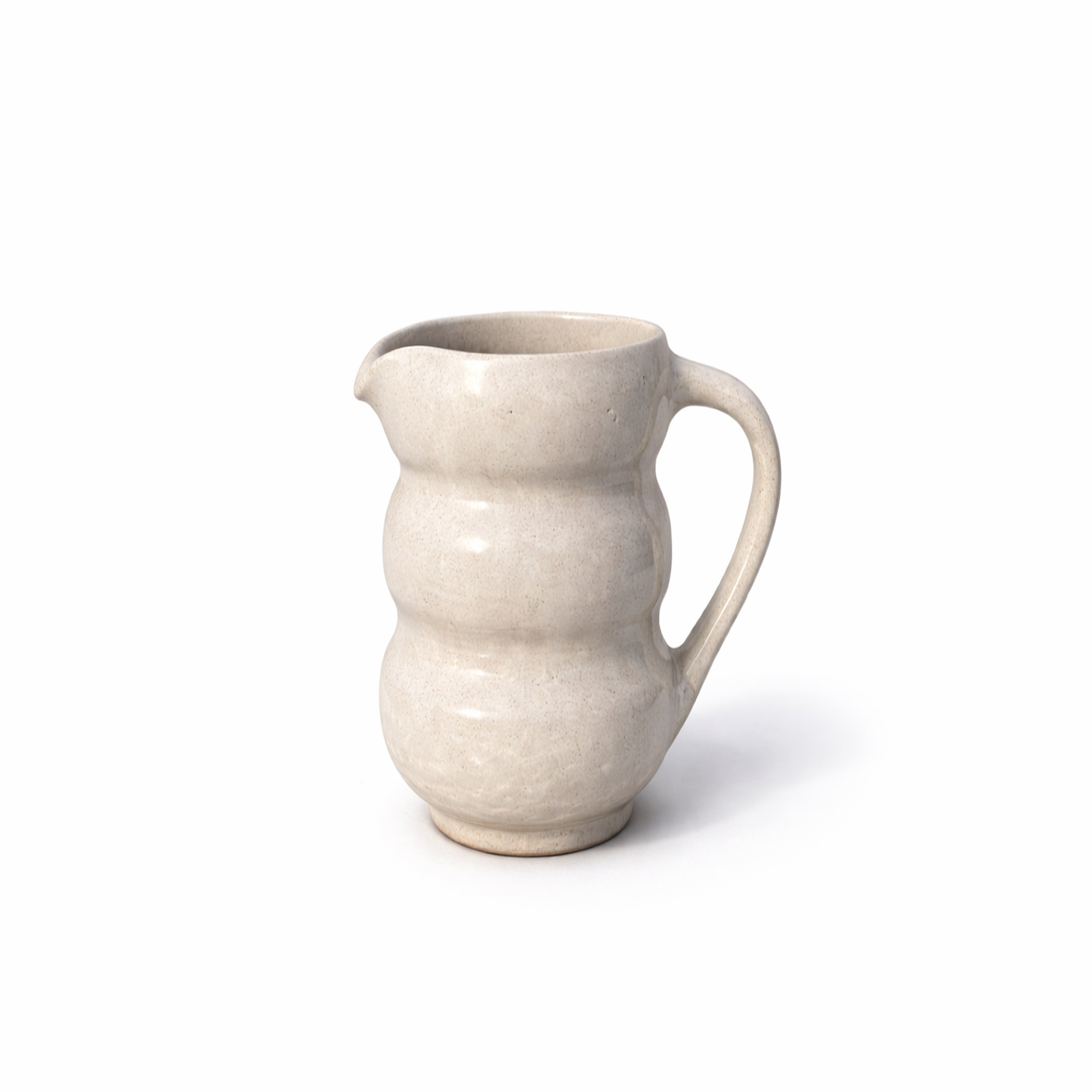 Cream Ribbed Ceramic Pitcher — Belmont & Kensing
