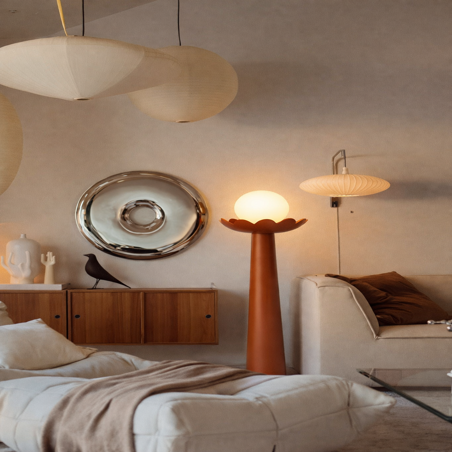 Belmont & Kensing lighting — terracotta petal floor lamp