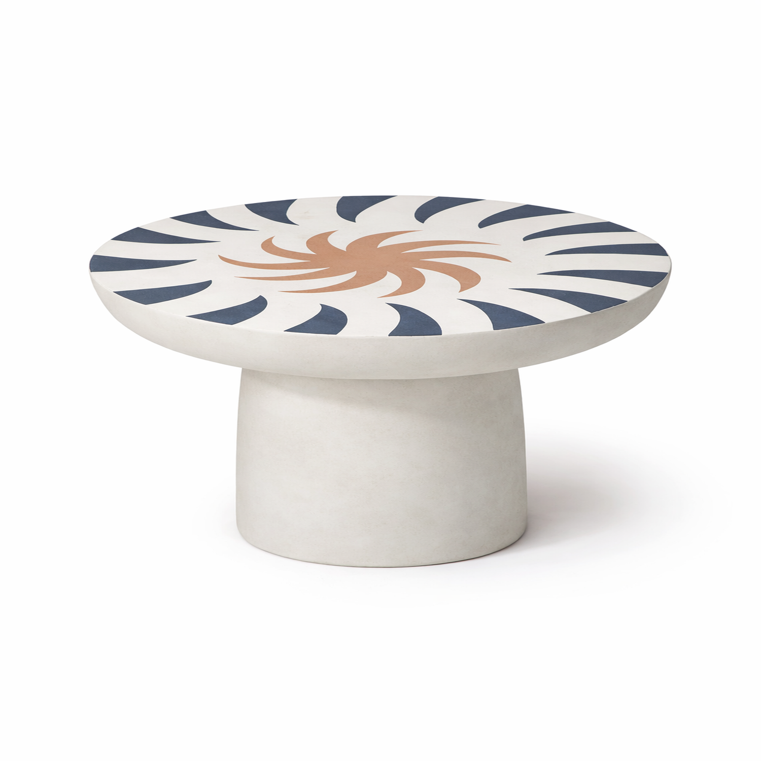 Belmont & Kensing decor — blue and white swirl pedestal stand