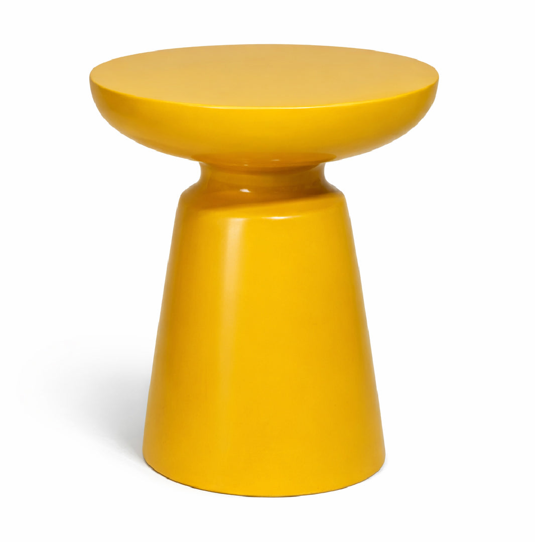 Pedestal Side Table – Mustard Yellow