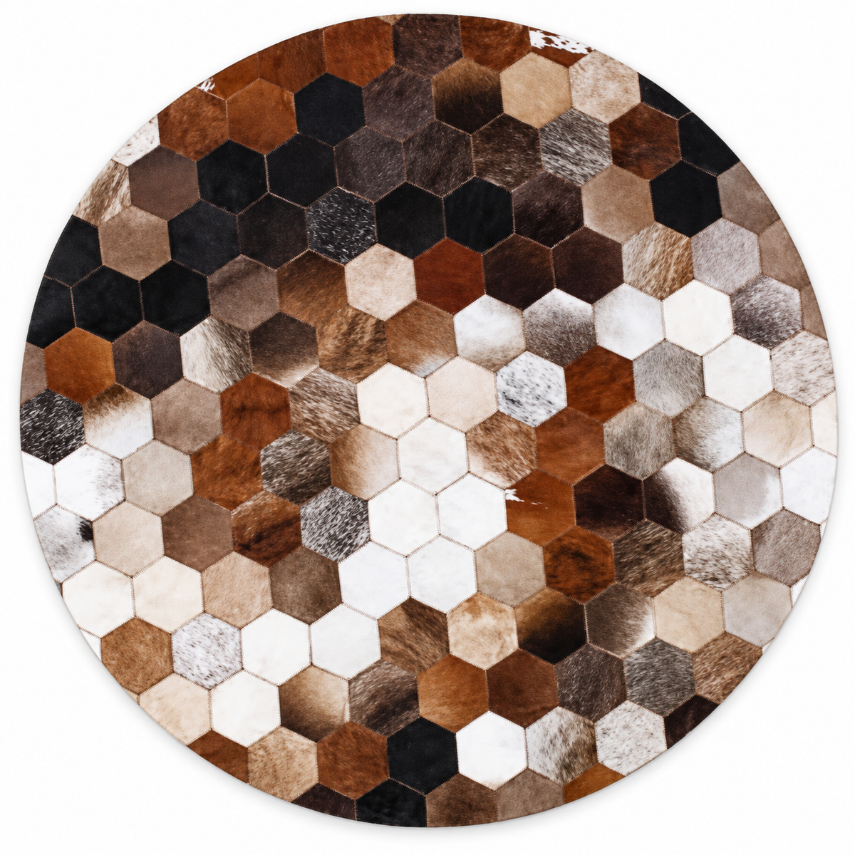 Honeycomb Round Rug — honeycomb round rug in chestnut and grey | Belmont & Kensing
