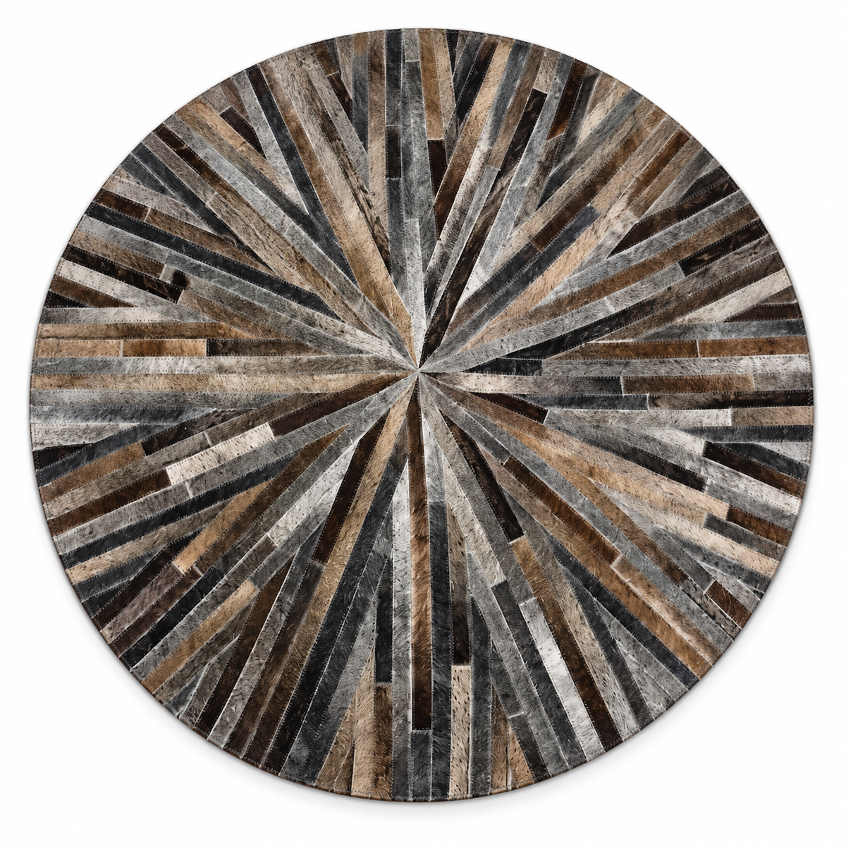 Sunburst Round Rug — round sunburst rug in ash grey | Belmont & Kensing