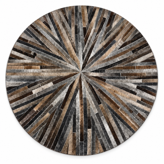 Sunburst Round Rug — round sunburst rug in ash grey | Belmont & Kensing