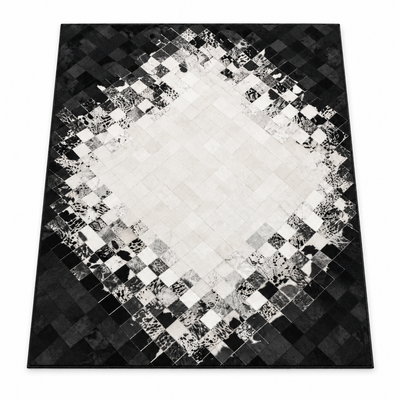 Diamond Patchwork Rug — diamond patchwork rug in charcoal and ivory | Belmont & Kensing