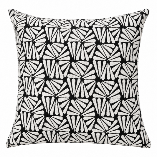 Monochrome Petal Cushion — petal-pattern cushion in black and white | Belmont & Kensing