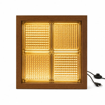 Amber Glass Block Lamp — amber glass table lamp on an oak base | Belmont & Kensing