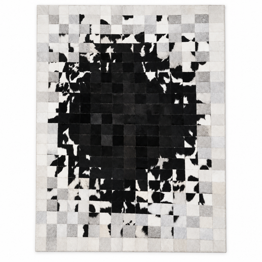 Eclipse Patchwork Rug — eclipse patchwork rug in ivory and charcoal | Belmont & Kensing