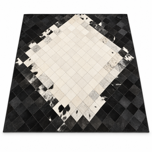 Harlequin Patchwork Rug — harlequin patchwork rug in charcoal and ivory | Belmont & Kensing