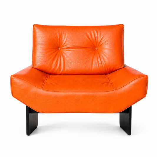 Ambra lounge chair in a warm orange upholstered finish, front view