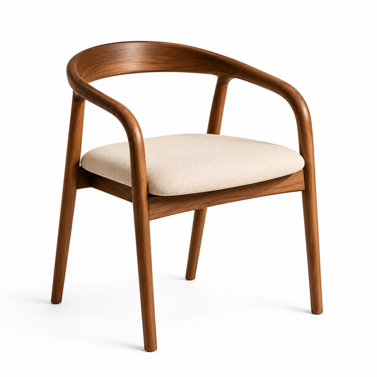 Porto dining chair with a continuous curved frame and integrated armrests