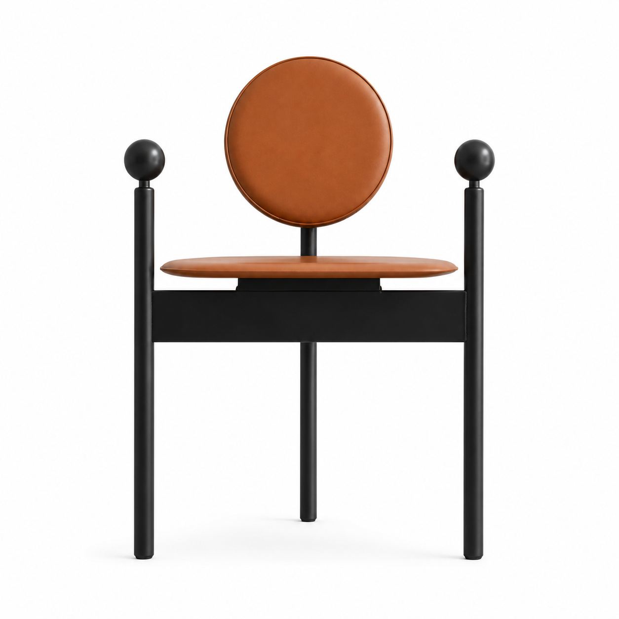 Sfera armchair with a rounded enveloping shell and topstitched seams