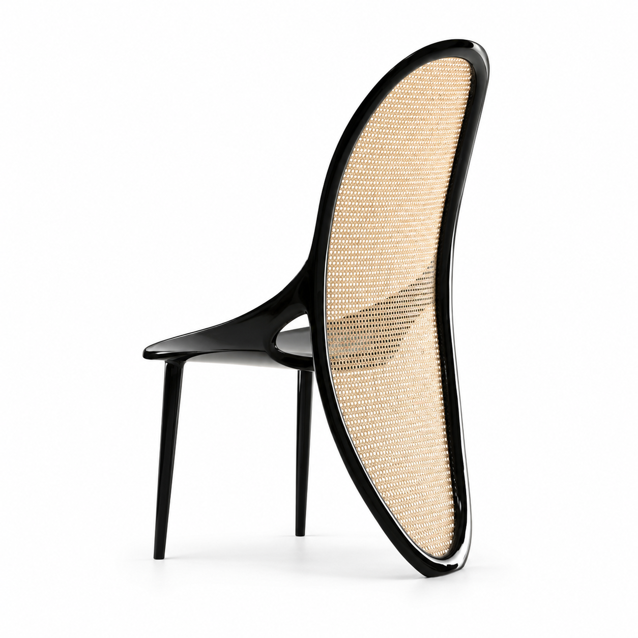 Noir cane high-back chair, angled view showing the frame profile