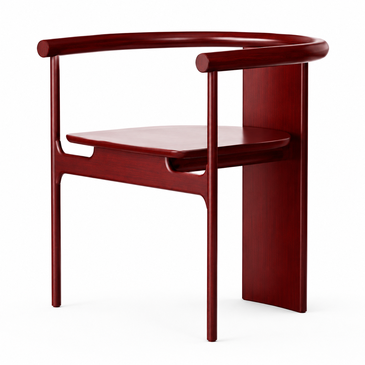 Anello ring-back dining chair in oxblood lacquer with a continuous tubular frame