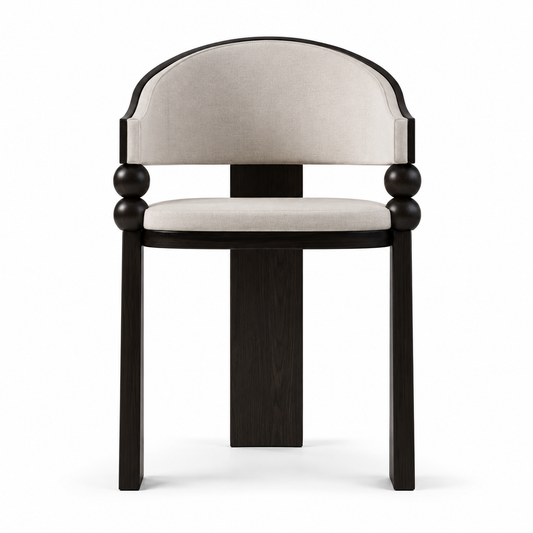 Botte barrel-back accent chair with a fully enclosing curved upholstered shell
