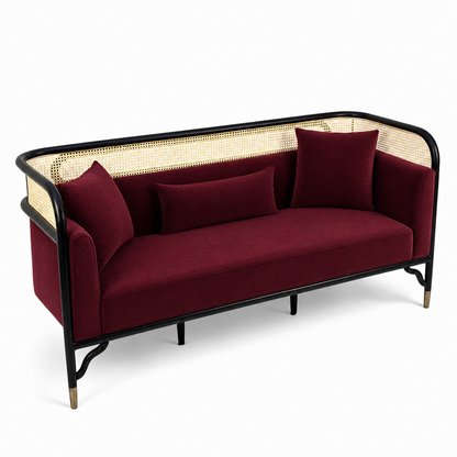 Vienna Cane-Back Sofa – Wine