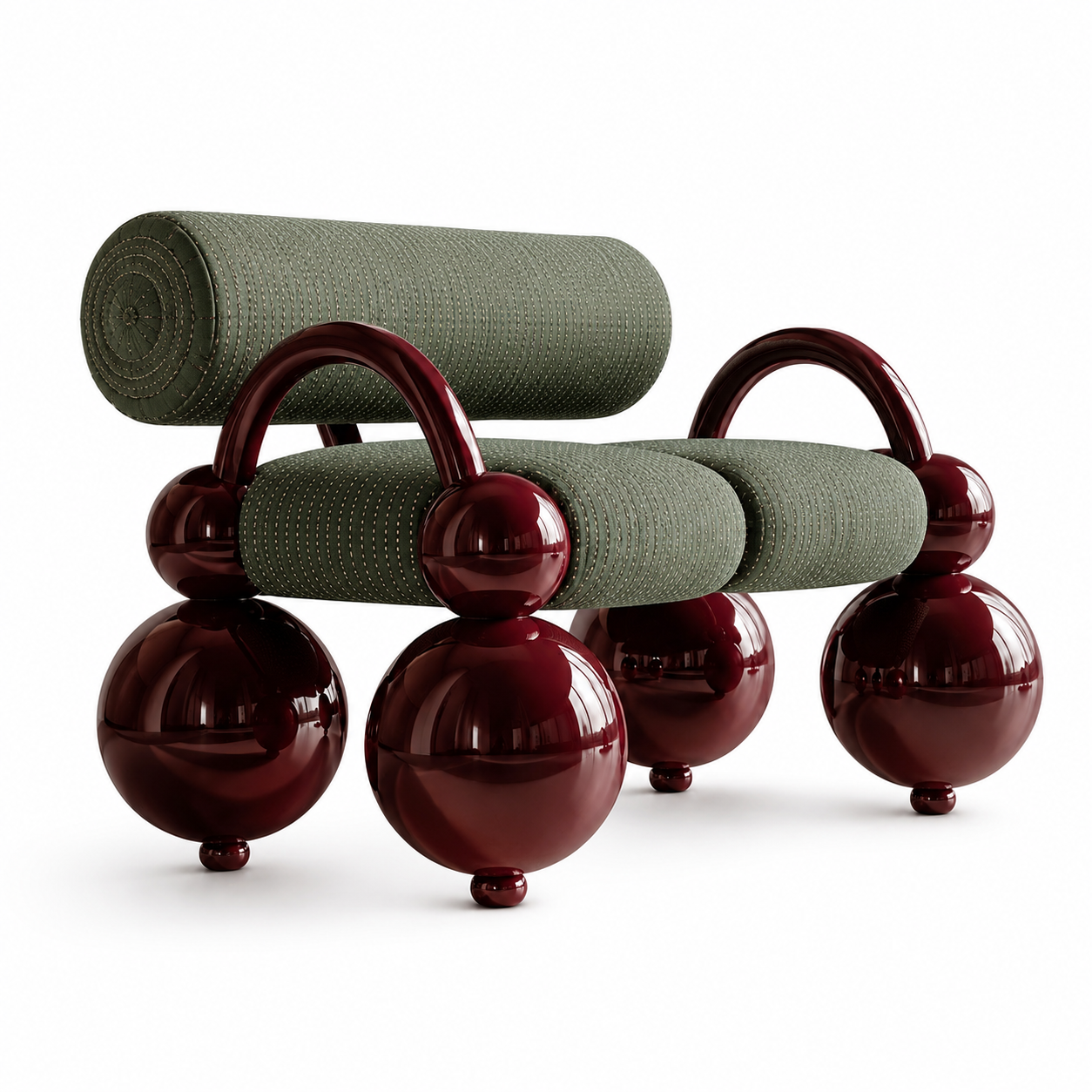 Sfera Ball-Leg Bench – Olive