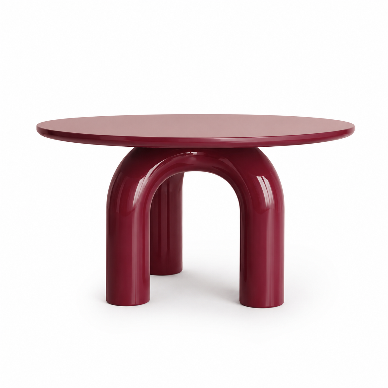 Arco Arched-Leg Dining Table – Burgundy