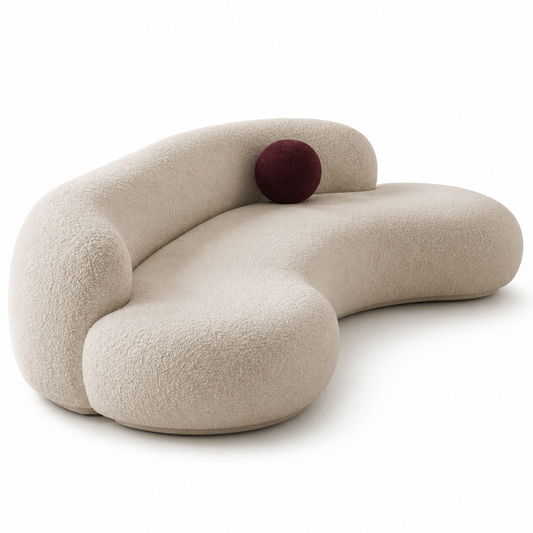 Nuvola Curved Boucle Sofa – Cream