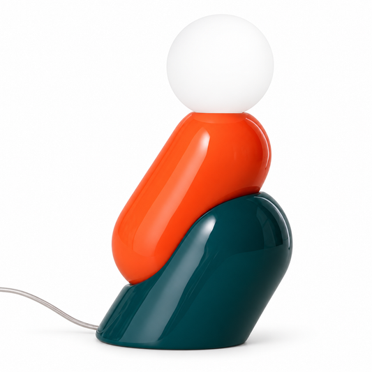 Bloomer Table Lamp — table lamp in coral and forest green | Belmont & Kensing