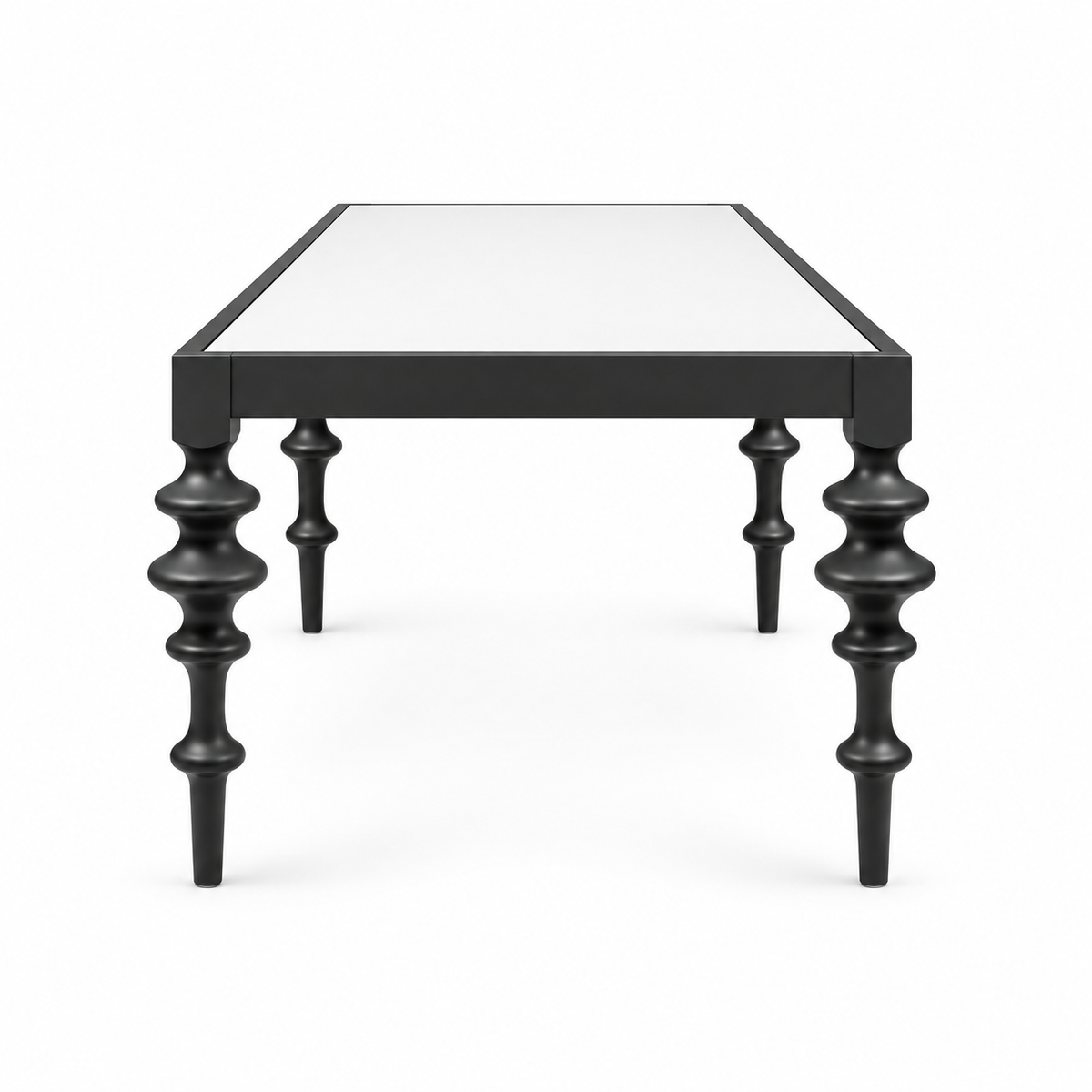 Bobbin Coffee Table — bobbin coffee table in white and black, alternate view | Belmont & Kensing