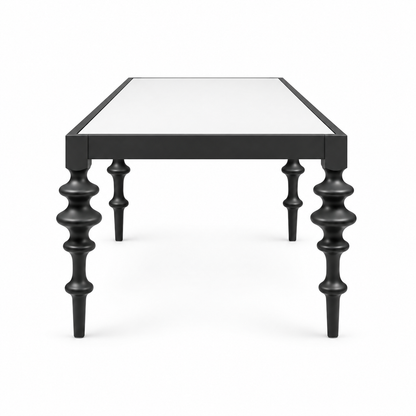 Bobbin Coffee Table — bobbin coffee table in white and black, alternate view | Belmont & Kensing