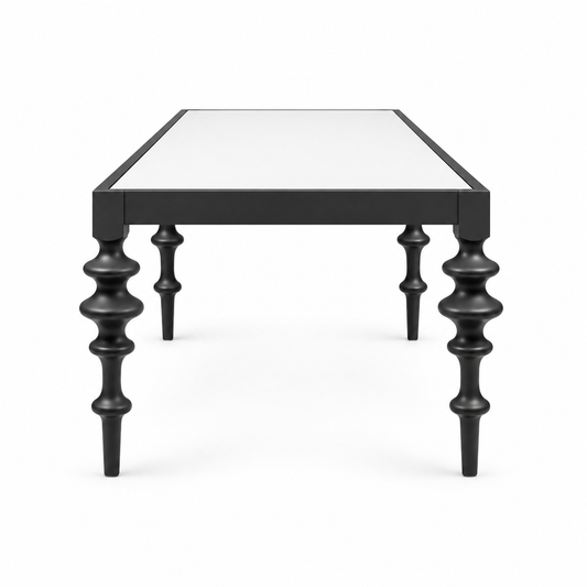 Bobbin Coffee Table — bobbin coffee table in white and black, alternate view | Belmont & Kensing