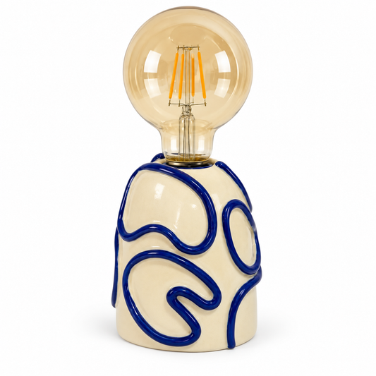 Squiggle Ceramic Table Lamp — table lamp in cobalt ceramic | Belmont & Kensing