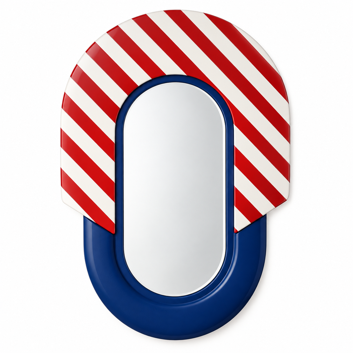Candy Stripe Oval Mirror — wall mirror in red | Belmont & Kensing