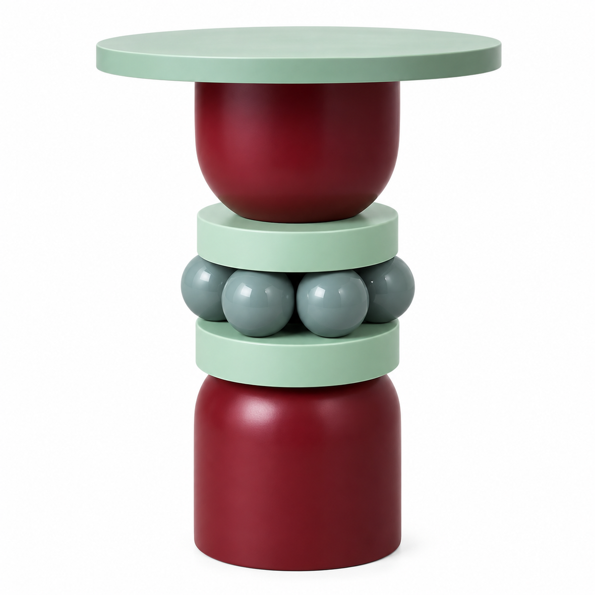 Totem Pedestal Table — pedestal table in burgundy and sage | Belmont & Kensing