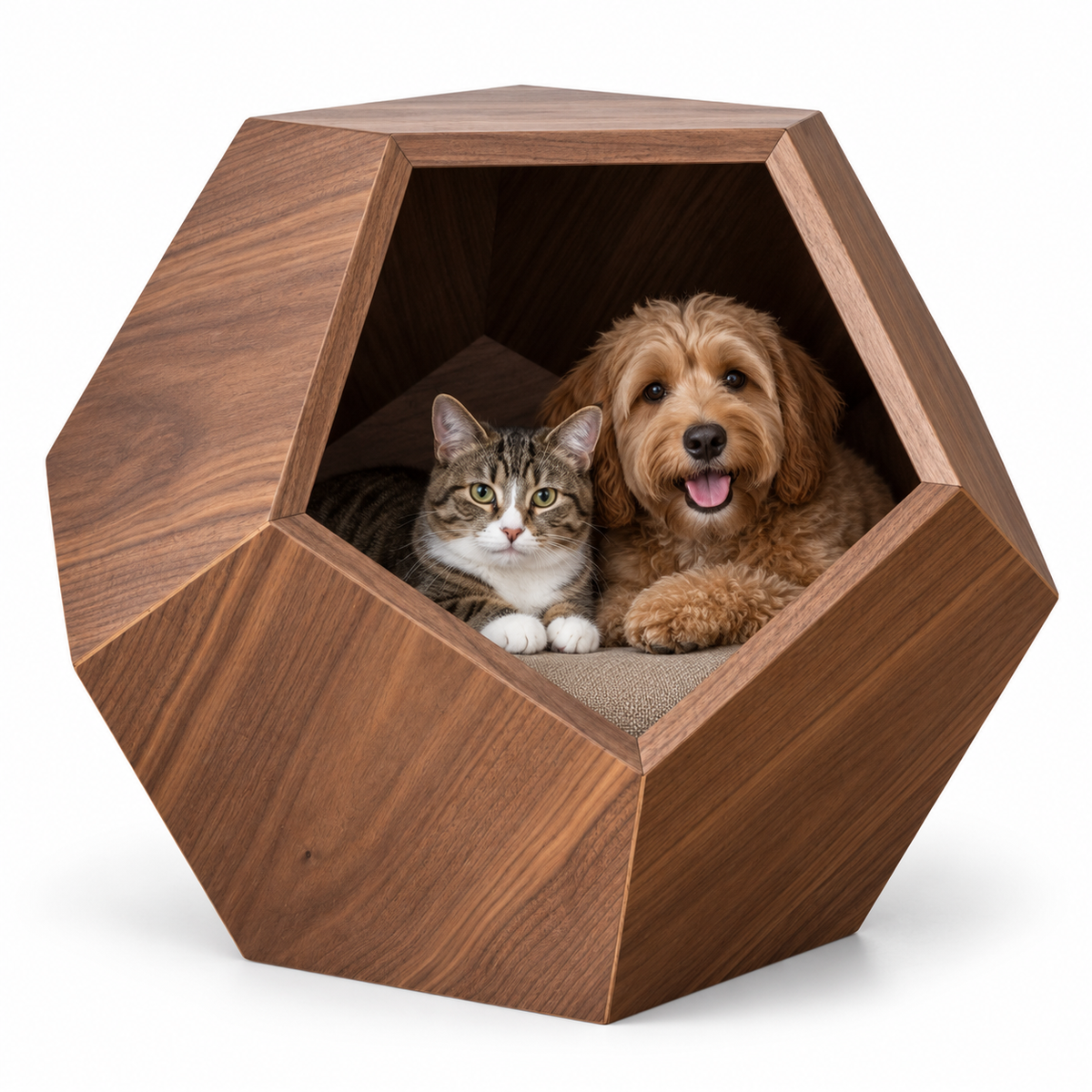 Den Geometric Pet Bed — pet bed in walnut | Belmont & Kensing