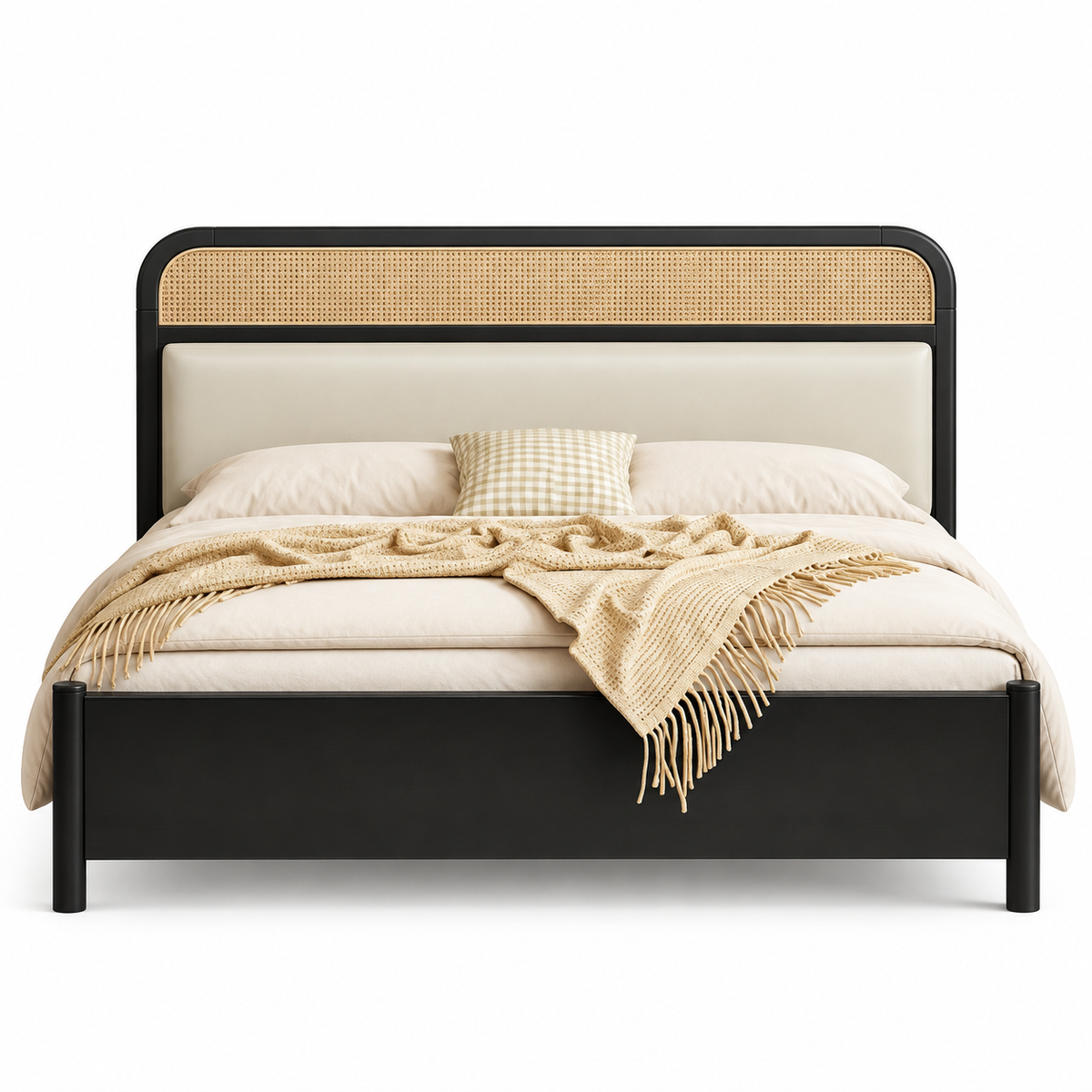 Linen Platform Bed — platform bed in cream linen | Belmont & Kensing