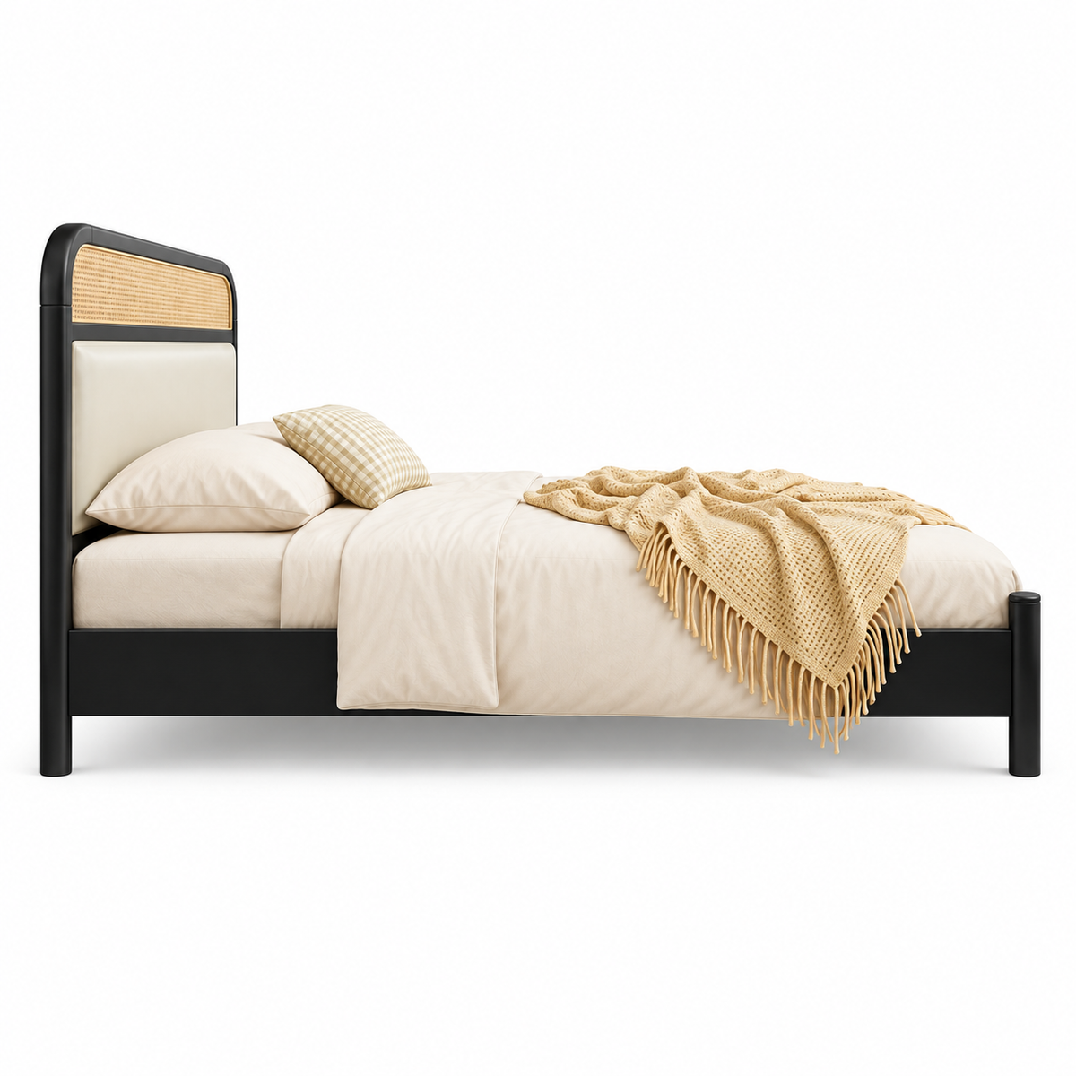 Linen Platform Bed — platform bed in cream linen | Belmont & Kensing