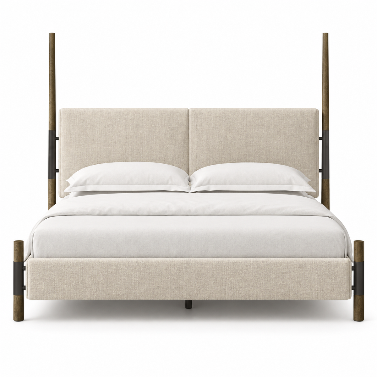 Post Upholstered Bed — upholstered bed in ivory | Belmont & Kensing