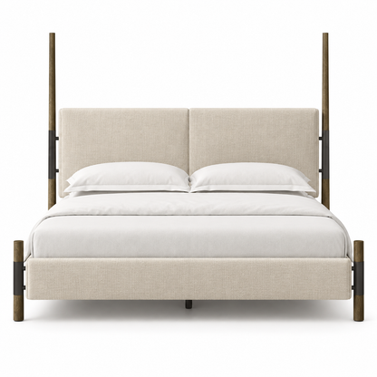 Post Upholstered Bed — upholstered bed in ivory | Belmont & Kensing