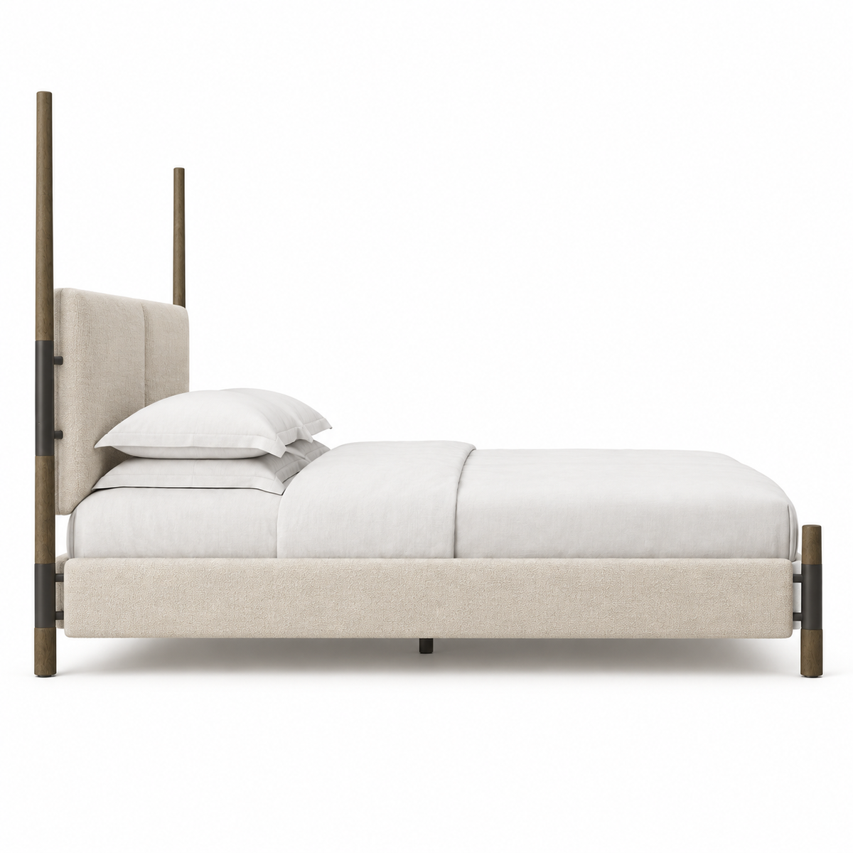 Post Upholstered Bed — upholstered bed in ivory | Belmont & Kensing