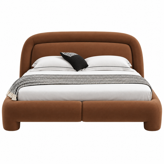 Wrap Leather Bed — bed in cognac leather | Belmont & Kensing