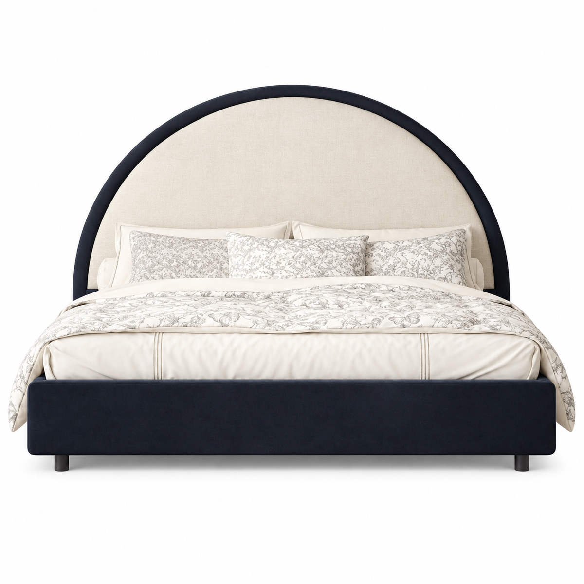 Arch Upholstered Bed — upholstered bed in navy | Belmont & Kensing