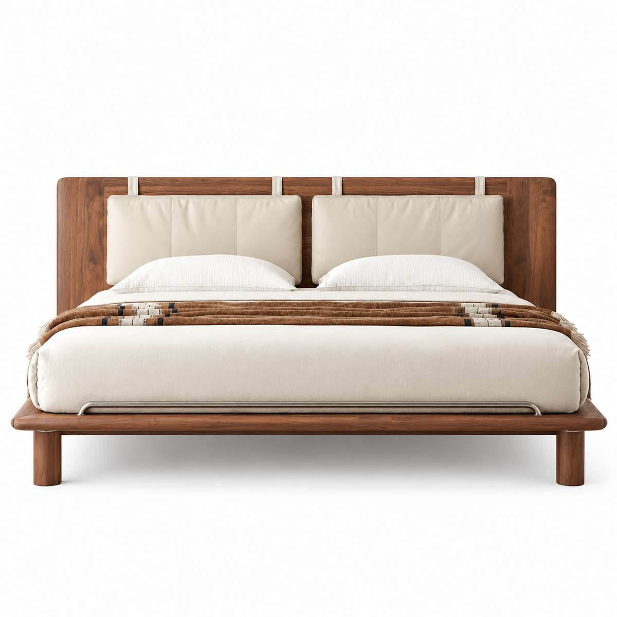 Cane Upholstered Bed — upholstered bed in tan cane | Belmont & Kensing