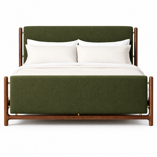 Fern Oak Bed — bed in oak and forest green | Belmont & Kensing